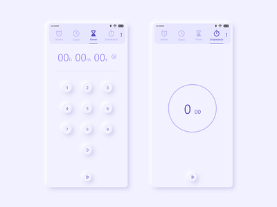 Alarm app | Timer app | Clock App | Soft ui | Neumorphism design alarm android app app design app designer app ui clock app design design app neumorphic soft ui timer app ui user experience userinterface ux