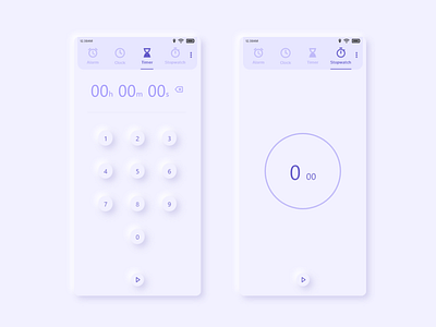 Alarm app | Timer app | Clock App | Soft ui | Neumorphism design