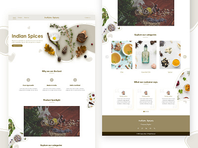 Indian Spices Homepage | Landing page | app design branding chai clean design homepage landing page design landingpage oil spices spicy tea userinterface