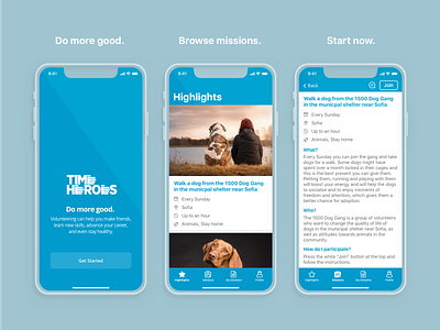 TimeHeroes - Mobile app design animals app design application application design care flat hightlights ios ios app landing page list mobile app mobile ui mobile ux sketch sketchapp ui design uxdesign volunteer