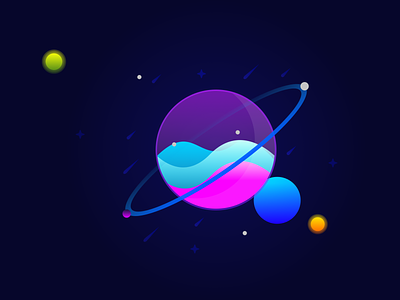 Planet and Moons illustration vector