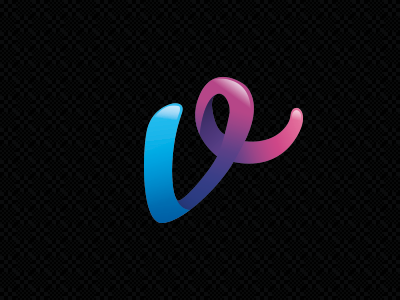 V blue handdrawn logo pink sketch v