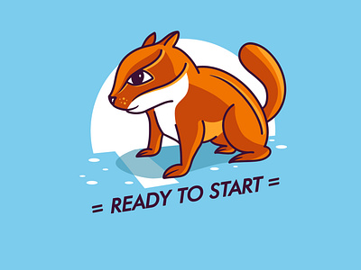 Chipmunk runner, funny character, start pose logotype.