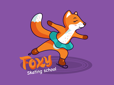 Little fox character on ice skating. animal branding cartoon character design figure figure skating flat fox foxy icon illustration kawaii lettering line art little logo success vector