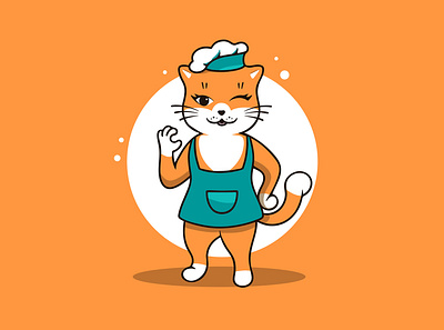 Best chef Cat logo, cooking template. Funny kitty character animal best chef best chef branding cartoon cat character cooking design flat funny illustration illustrator kawaii kitty lineart logo vector