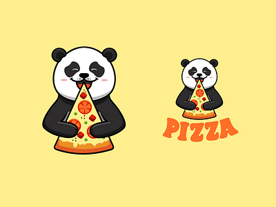 The funny panda eats pizza, logo