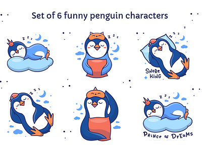 Set of penguin characters. Apparel designes