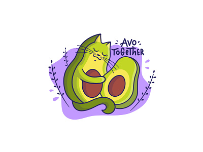 Avocado cat. Apparel designs animal avocado avocados avocat cartoon cat character design flat food health illustration kawaii kitty lettering logo vector