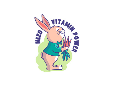The Easter bunny is a vegetarian animal bunny carrot cartoon character design easter flat illustration kawaii lettering logo rabbit vector vegan vegetarian vitamin