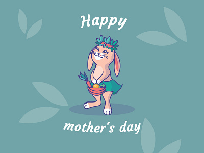 Happy mothers day. Digital greeting cards animal bunny card cartoon character design flat happy illustration kawaii lettering lineart mothers day postcard poster rabbit vector