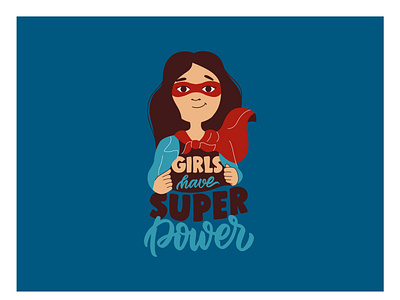 Girls have superpower cartoon character design flat girl girl day grl pwr illustration lettering logo power super super girl vector woman