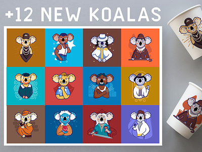 Famous koalas animals branding cartoon character design famous flat graphic design handdrawn illustration koala koalas logo stickers vector