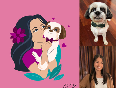 Pet logo cartoon character design dog girl illustration logo love pet petshop