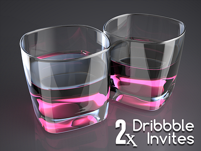 Dribbble Invites (2x) 3d dribbble drink glass invitation invite