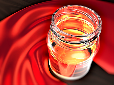 Luster 3d caustics composition fabric glass honey jar keyshot liquid render silk