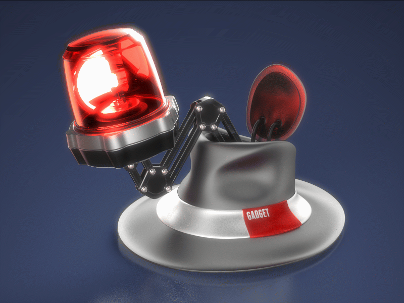 Gadget Hat [gif] 3d animation emergency light fedora gadget gif hat inspector gadget light motion graphics siren
