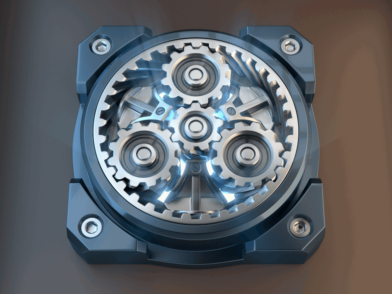 Planetary Gear 3d animation blender clockwork cycles gear gif helical metal motion graphics planetary steel
