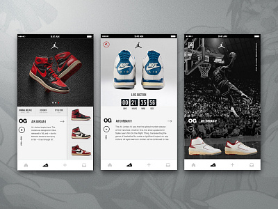 The Jordan Vault App air jordan app design ios app design native app nike nike air sneakers ui design ux design