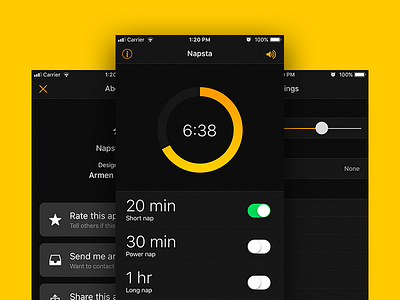 Napsta - an iOS App for taking a nap app ios iphone user experience design user interface design