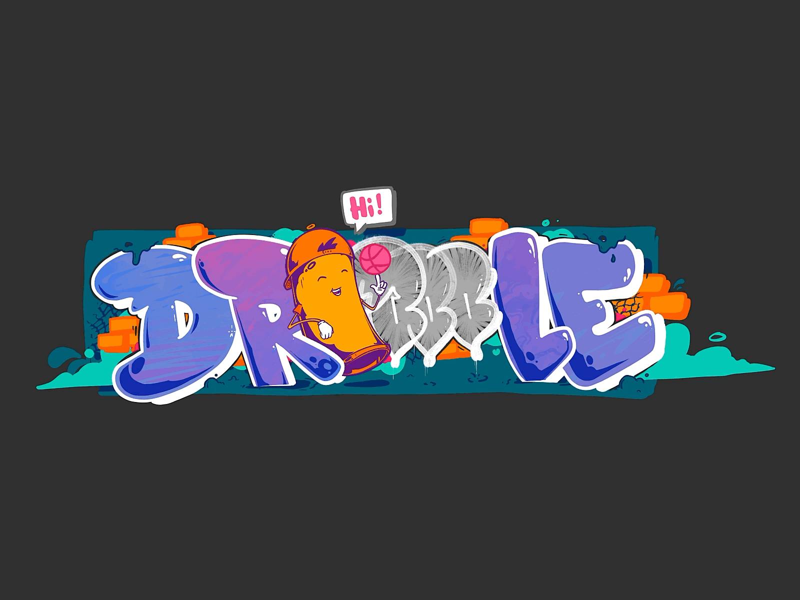 Hello Dribbble! 👋 animation dribble shot graffiti hello dribbble illustration procreate procreate app
