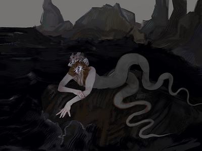 A mermaid character design digital digital illustration fine art illustration painting