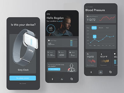 app for clock body clock health heartrate interface ios temperature ui uiux usability userinterface ux water