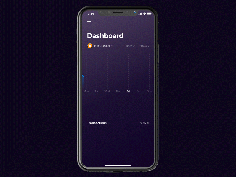 Сryptocurrency trading application animation