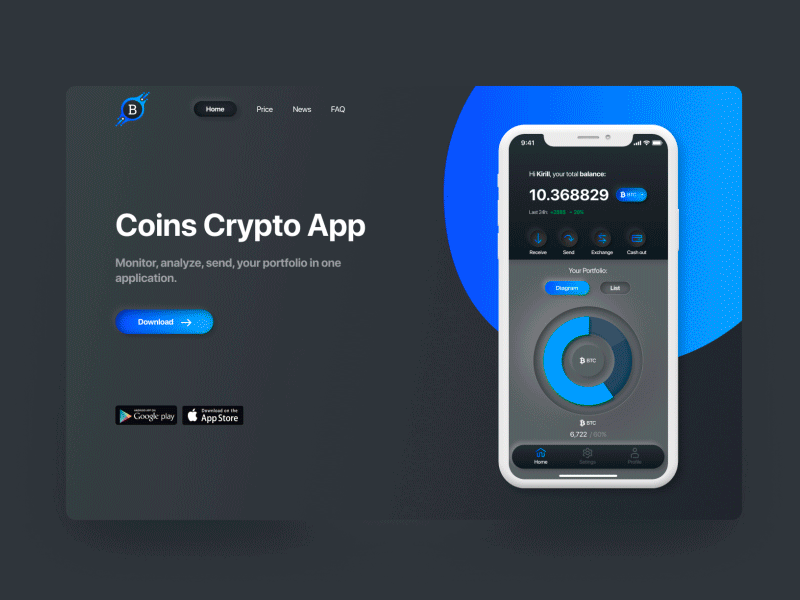 Landing for coin app