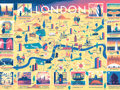 Tom Cole London Map illustrated map illustration maps