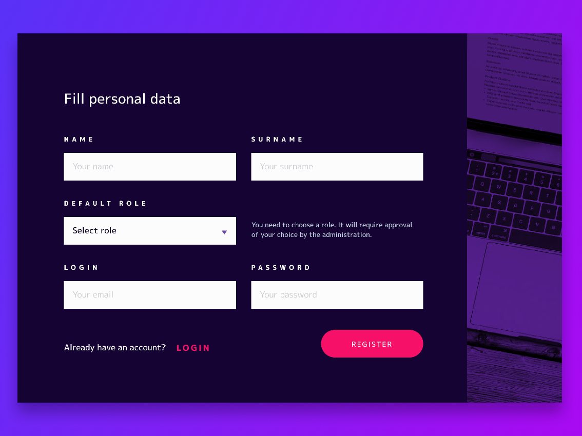 Create an account Form