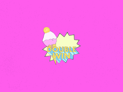 Gaming feature logo - Double Win design double drawing gaming gaminglogo ilustration logo pink retro retro design sketch vector wine yellow