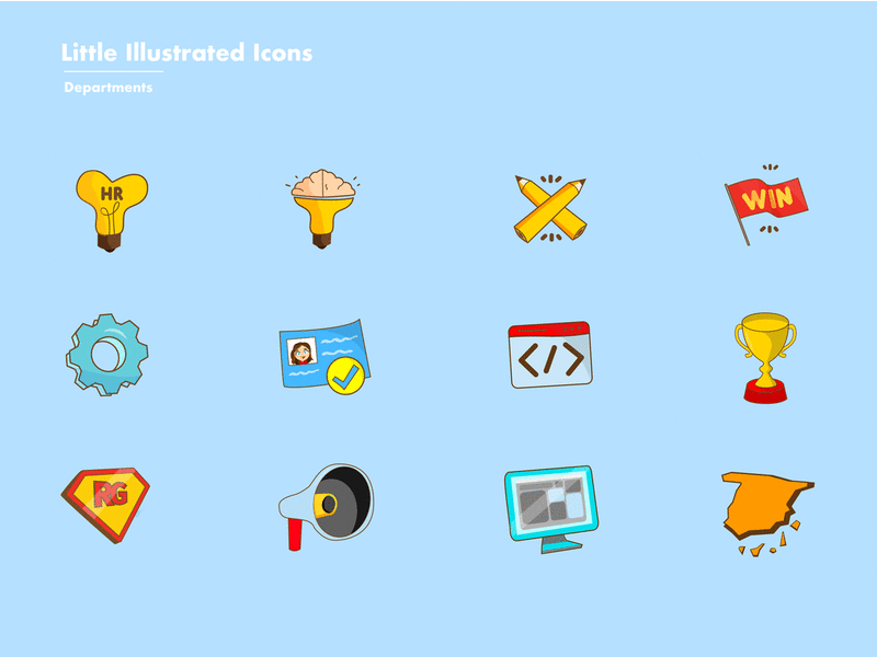 Little Cartoony Icons departments design icon illustration web