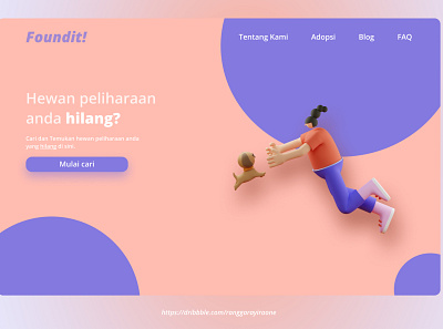 Foundit!, an Lost-Pet-Finder Website design exploration flat illustration ui uiux web