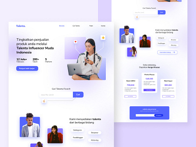 Talenta; Agency Influencer Landing Page UI Exploration