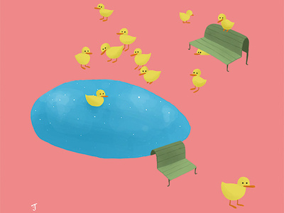 Duck Social ducks illustration pink pond procreate