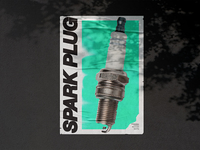 Spark Plug Poster automotive car conceptual design graphic design photography plug poster spark teal texture typography