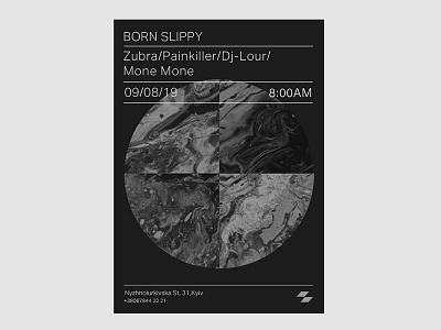 BORN SLIPPY clean event graphic design minimalism music party poster poster art swiss design typography
