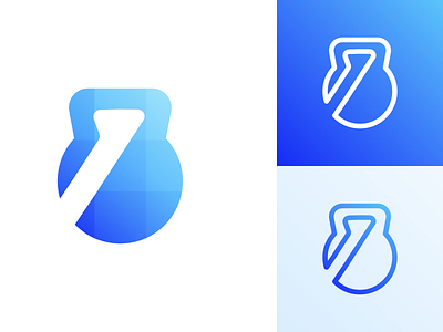 One More -Fit app blue branding design ui 健身 哑铃 图标 运动