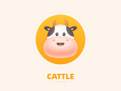 Cattle branding design 卡通形象 头像 插图 牛 黄色