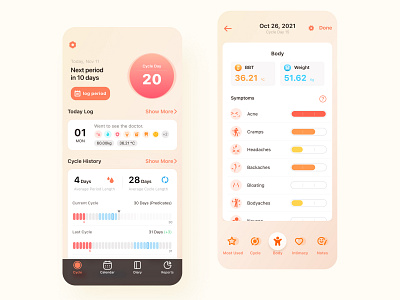 Period Tracker: Monthly Cycles app branding design icon illustration logo ui ux vector 图标 女性 姨妈 心情 月经 生理期 症状 笔记 记录