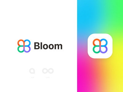 Bloom Tool - Logo app 向量 启动 品牌 图标 彩色标志 循环标志 抽象标志 标志 标志设计 标识 渐变标志 现代标志 红色 线条 花 蓝色 视觉传达 象征 连接