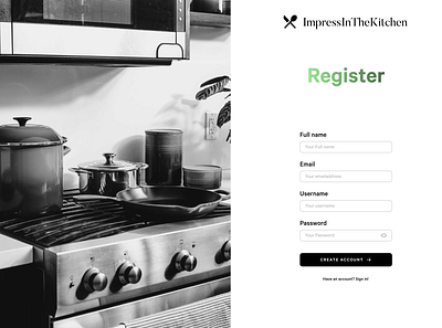 Register Page for recipes page black white black and white form minimal register web