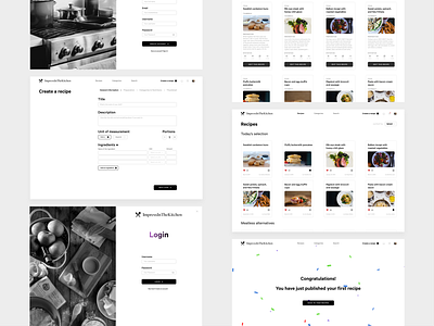 Recipe page - ImpressInTheKitchen black confetti dashboard form login minimal recipe register steps white