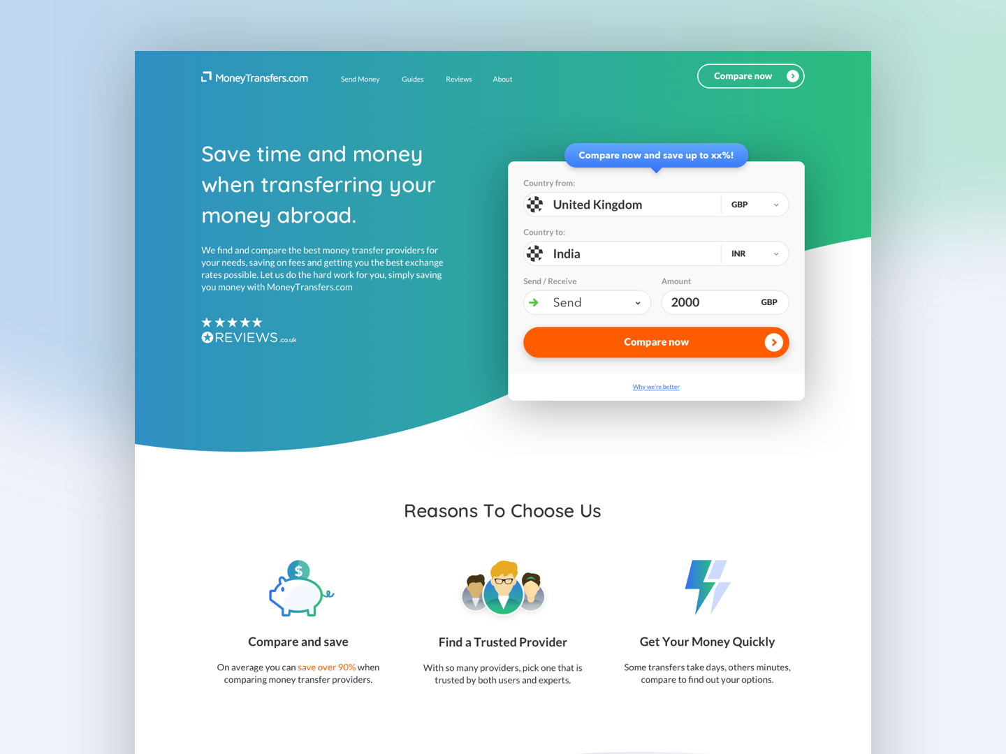 Money Transfer website UI