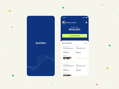 Split Bills App design mobile ui