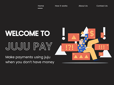 Juju Pay concept design hero illustration landing page typography ui web website