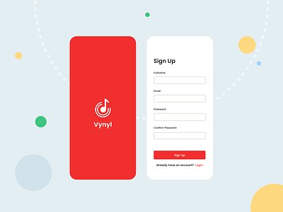 Vynyl mobile signup design mobile music music app ui