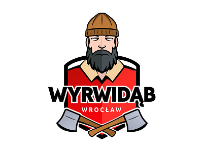 Wyrwidąb Wrocław axe illustration logo lumberjack shield