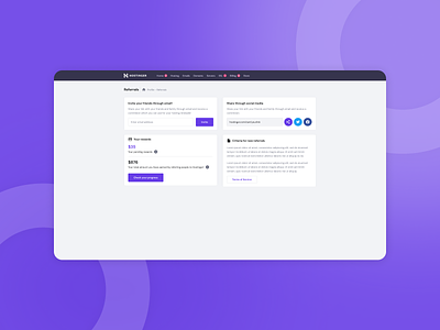 Referral progam design design system product product page referral ui ux web