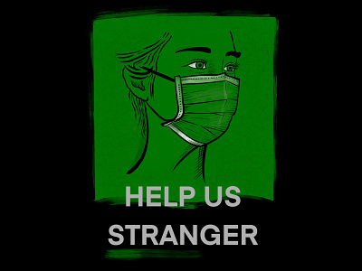 Help Us Stranger design french green green background help illustration poster design procreate procreate art quarantine woman illustration